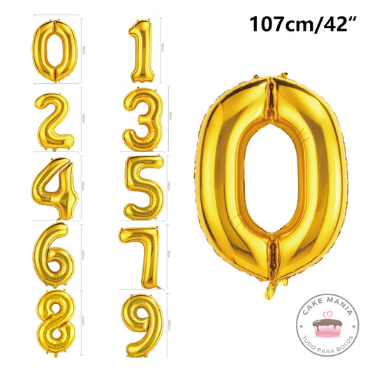 Balão de Número Ouro 105cm