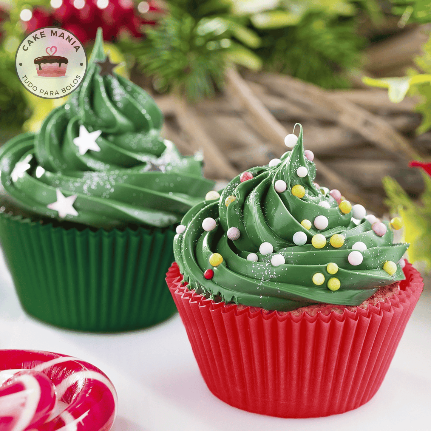 48 Formas de Cupcakes Vermelho e Verde Funcakes